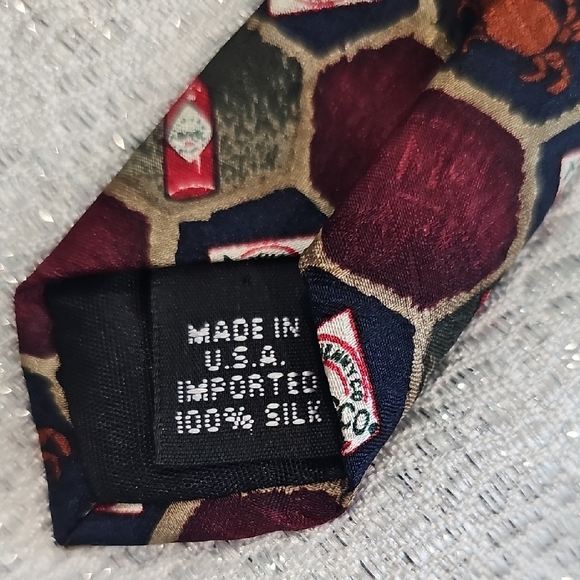 Vintage Silk Tabasco Red and Black Geometric Tie - Picture 3 of 5